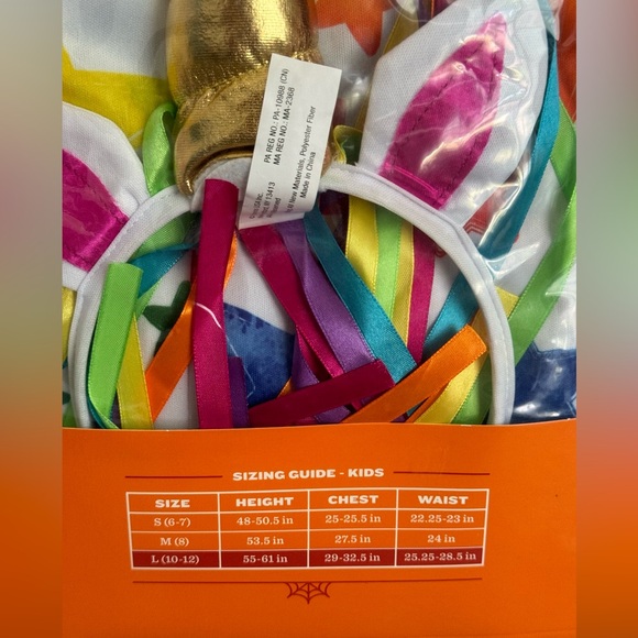 New! Hyde and Eek Rainbow Unicorn jumpsuit and headpiece costume, kids large - Picture 3 of 3